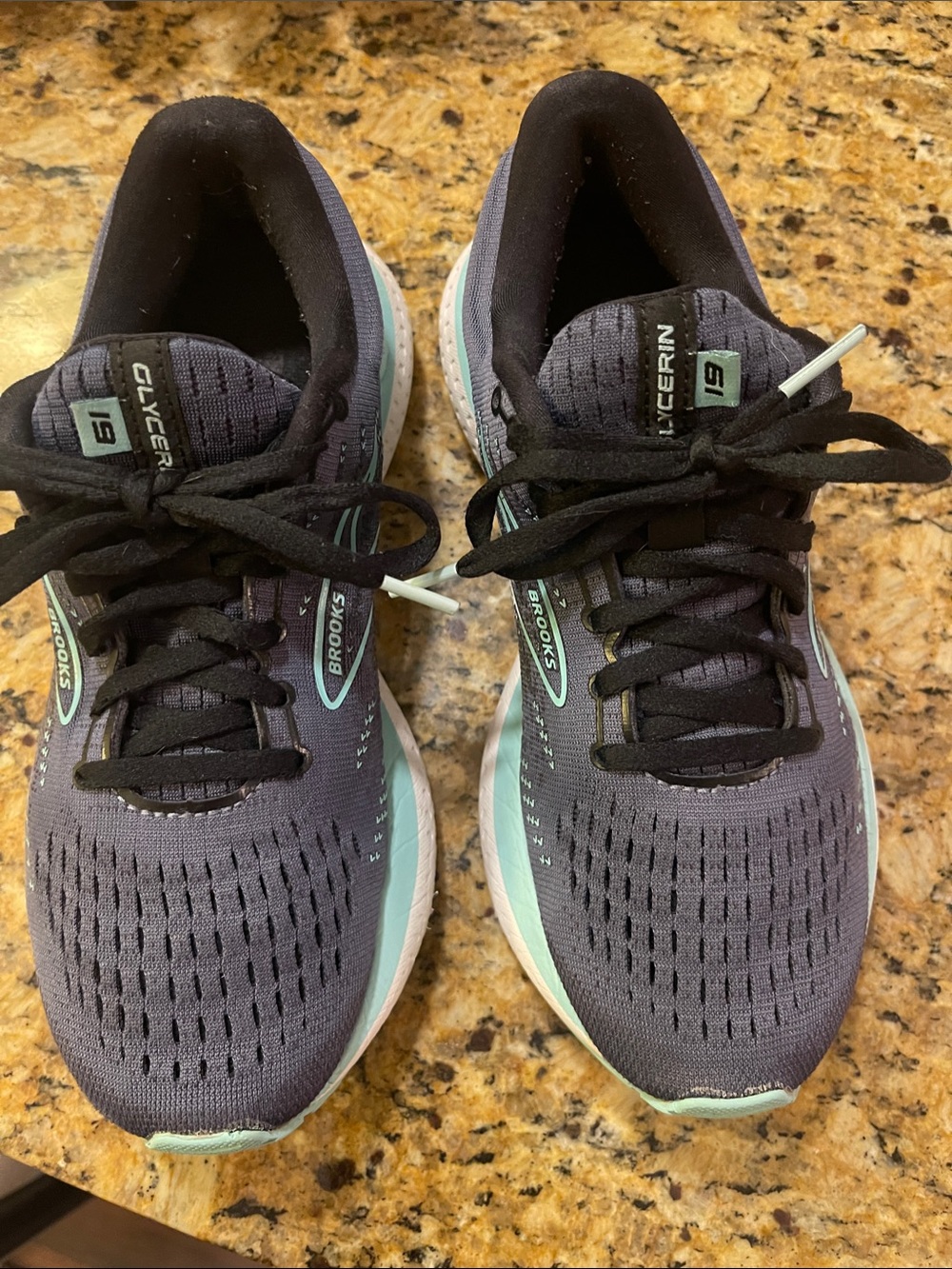 Women’s Brooks Glycerin 19 Running Shoes - Blue Gray with Mint Accents